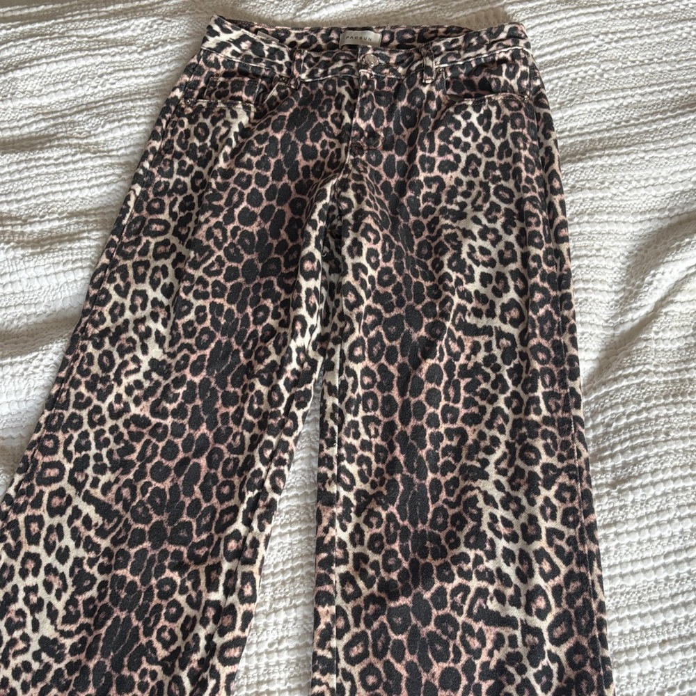 PacSun Low Rise Leopard Print Wide-Leg Denim Jeans
